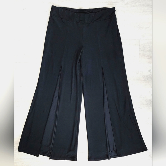 [18] Joseph Ribkoff Black Wide Leg Pant with Sheer Front Panel - Picture 2 of 13